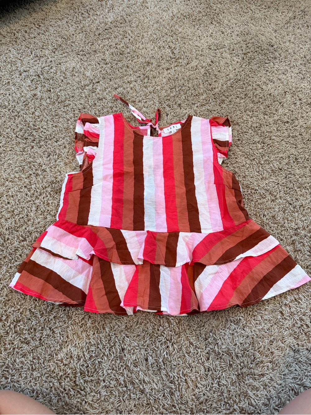 THML Pink, Red, Brown Striped Sleeveless Top